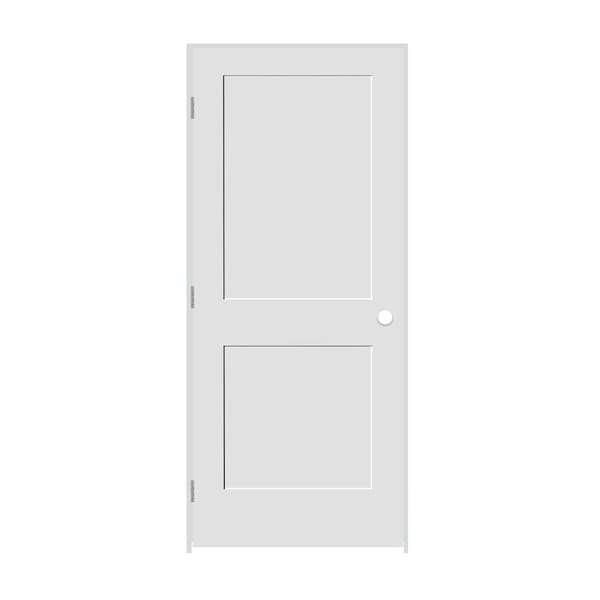 Codel Doors 32" x 84" x 1-3/8" Primed 2-Panel Interior Shaker 7-1/4" RH Prehung Door with Brushed Chrome Hinges 2870pri8402RH26D714 - main